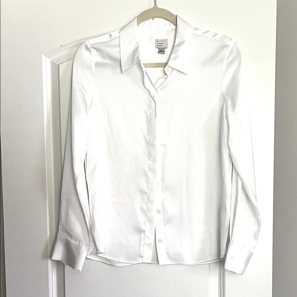 A New Day Satin White Shirt NWT